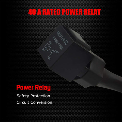 40A power relay from 4 Lead LED Rock Light Wiring Harness Kit With 2 Extension Wires Relay Fuse And Switch For Offroad Pods And Work Lights