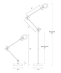Diagram of Sage 2 In 1 LED Craft Table And Floor Lamp Adjustable Floor Reading Light with measurements and dimensions