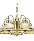 Millbridge Traditional 5-Light Indoor Dimmable Chandelier With Clear Ribbed Glass Shades For Entryway Foyer And Dining Room In Polished Brass