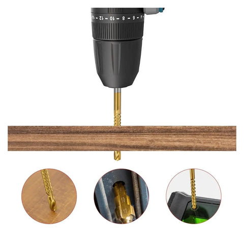 Heavy Duty Titanium Step Drill Bit Kit With 6 Sizes For Metal Woodworking Includes Precision Multi Size Hole Cutter Set Perfect For Core Milling And Clean Drilling Tasks Every Time. Titanium step drill bit drilling wood and metal