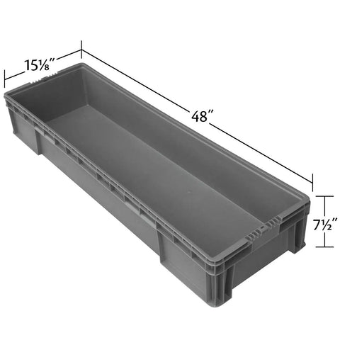 Heavy Duty Plastic Storage Tote With Straight Wall Design 48 Inch By 15 Inch By 7.5 Inch Light Gray built to last
