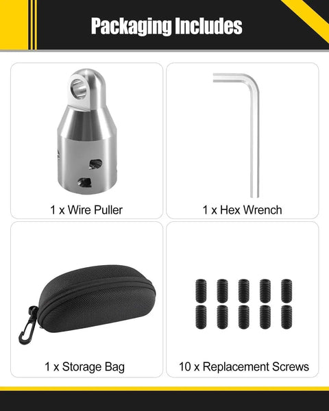 Heavy Duty Penguin Puller Sr Wire Grip Handles 3/0 To 350 Mcm Cables With A Massive Four Thousand Lbs Pull Force kit components including wire puller and accessories