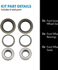 Front Wheel Bearing And Seal Kit For Toyota 4Runner Sequoia Tacoma And Tundra Fits 1995 To 2007 Models; includes 2 bearings, 4 seals.