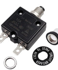 Push Button Thermal Circuit Breaker 15A For 125 250VAC With Manual Reset Waterproof Button Cap L1 Series Overload Protector For Panels And DIY Projects Pro Grade Electrical Safety, black panel mount with terminals