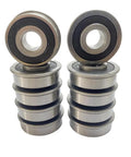 Ten Pack Flanged Bearings One Half Inch Bore And One And One Eighth Inch Outer Diameter For Wheel Hubs Beefed Up Heavy Duty Replacement For Wheelbarrows Garden Carts And Hand Trucks With Secure Flange And Smooth Rolling, steel dual-seal bearings