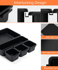 Close-up of 45 Pack Tool Box Organizer Trays And Dividers For Drawer And Toolbox Garage Storage Set with interlocking design