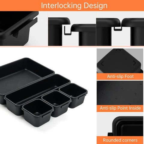 Close-up of 45 Pack Tool Box Organizer Trays And Dividers For Drawer And Toolbox Garage Storage Set with interlocking design