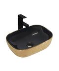 USZWBY Vessel Sinks Ceramic Vessel Sink Light Luxury Household Single Basin Art Bathroom Countertop Wash Bathroom Bowl Sink with black faucet.