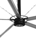 Badass 20ft HVLS Industrial Ceiling Fan 208-240V 1-Phase With PMSM Drive System ceiling fan motor and blades design.