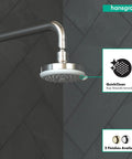 Chrome three-jet showerhead with QuickClean feature, ideal for efficient 2.5 GPM water flow, easy install for busy families.