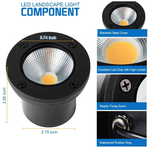 8 Pack Dope Bright 12W LED Well Lights For Outdoor Landscape with stainless steel cover and waterproof ring
