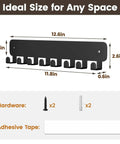 Diagram showing the dimensions of a Wall Mounted Key Rack With 8 Hooks For Car Keys No Drill Adhesive Backing Or Screw Mount