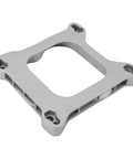Open Center Three Quarter Inch Carburetor Gasket Adapter Kit 4Bbl To 4Bbl Aluminum Direct Bolt On Replacement For Most 4Bbl Carbs Improves Air Fuel Distribution Excludes Holley 4500 Silver, side view of aluminum adapter.