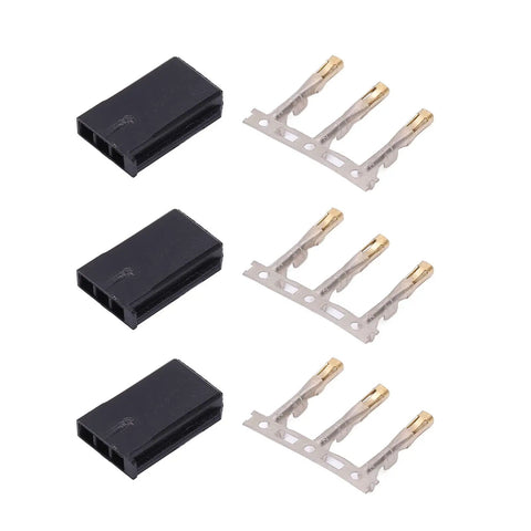 100 Sets ABS RC Plane JR Connector Kit with Female and Male Plug Housing Crimp Terminals, Brass Gold Contacts for RC Aircraft