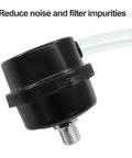 Close-up of Air Compressor Silencer Two Pack One Quarter Inch Thread Intake Filter Silencer with metal muffler attachment.