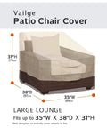 Heavy Duty Waterproof Patio Chair Covers 2 Pack Large Beige And Brown Tough As Nails All Weather Sun Dirt Rain Snow Protection Made From 600D Oxford Fabric For Outdoor Furniture Fits Up To 35W X 38D X 31H Chairs