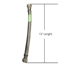 12 Inch Braided Stainless Steel Water Heater Connector Hose 3/4 Inch FIP X 3/4 Inch FIP Female Iron Pipe Thread Flexible Leak Proof