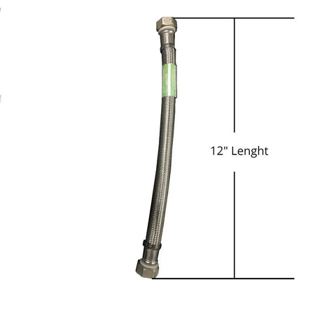 12 Inch Braided Stainless Steel Water Heater Connector Hose 3/4 Inch FIP X 3/4 Inch FIP Female Iron Pipe Thread Flexible Leak Proof