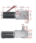 Beefy Torque Worm Gear Motor With Speed Reducer Reversible Electric Gearbox 8mm Shaft 12V DC 20RPM dimensions view