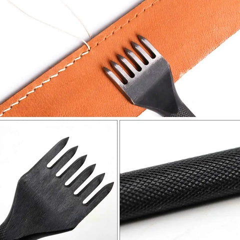4 Piece Leather Stitching Punch Set With 1 2 4 6 Prongs, Hole Punch Tools For Leather Crafting, metal punches on leather