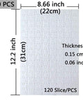 10 Pack Blank Sublimation A4 Jigsaw Puzzles With 120 Pieces Each For DIY Heat Press Crafts showing size and thickness dimensions.