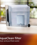 Killer Fully Automatic Espresso Machine With Slick Ceramic Grinder And One Touch Milk Frother For Silky Lattes And Bold Black Coffee Plus No Sweat Touch Panel And Smart Aqua Filter In Sleek Black Design water filter displaying clear water.
