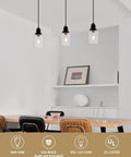 Slick Five Point Five Inch Seeded Glass Mini Pendant Light Featuring Badass Black Metal Hanging Fixtures For Kitchen Island And Dining Room in modern kitchen setting