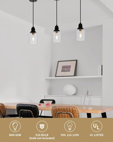 Slick Five Point Five Inch Seeded Glass Mini Pendant Light Featuring Badass Black Metal Hanging Fixtures For Kitchen Island And Dining Room in modern kitchen setting