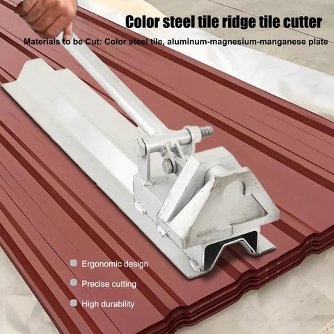 Manual Ridge Tile And Roof Panel Cutter For Metal Roofing Color Tiles Edge Cutter with high carbon steel blade in use.