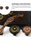 Two Pack Zinc Alloy Cabinet Handles With Antique Bronze Finish Drawer Knobs For Wardrobe And Cupboard Doors Single Hole Mount Kitchen Cabinet Hardware Built To Last And Easy To Install For Modern Retro Home Improvement shown in kitchen setting