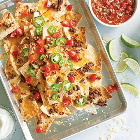 Naturals Half Sheet Pan Set Of 2 For Baking And Roasting With Pure Aluminum For Superior Heat Conductivity And Even Browning Encapsulated Galvanized Steel Rim Prevents Warping Usa Made Pro Grade Bakeware with nachos