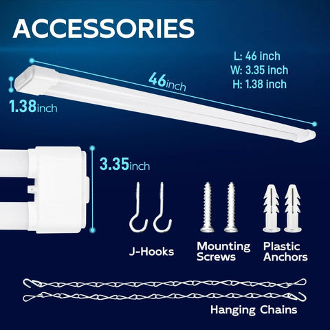 Linkable 4 Ft LED Shop Light 44W Replacing 300W Fluorescent, 4600 Lumens 5000K Daylight White Hella Bright, lighting accessories