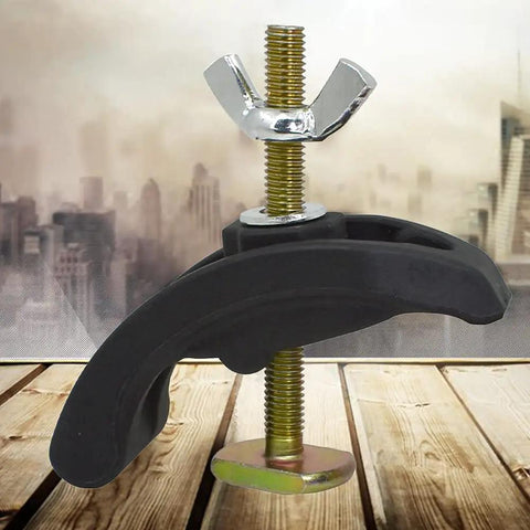 Four Pack Heavy Duty Nylon Arcuate Press Plate Clamps Offer Dead Secure Grip On T Slot Workbenches, featuring a chrome plated screw and polyamide body.
