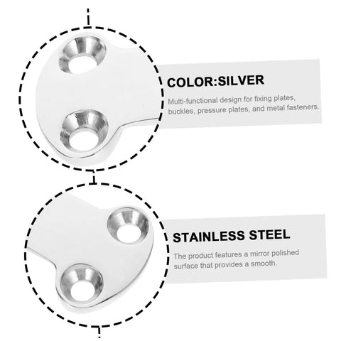 Heavy Duty Polished Fastener Plate Fixing Buckle With Multi Functional Design For Industrial Maintenance, showing silver stainless steel with two holes.