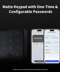 Slick Apple Home Key Smart Door Lock With Quick Scan Fingerprint Reader And Top Shelf Wireless Deadbolt showing matte keypad and mobile app.