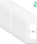 Bulk 50 Pack White Outlet Covers Duplex Wall Plates 1 Gang Standard Size 4.50 x 2.76 Inch Polycarbonate Thermoplastic Receptacle Covers