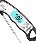 Digital Instant Read Meat Thermometer With 4.6 Inch Folding Probe, Ultra Fast 2 to 4 Sec Read Time, IP67 Waterproof, black and white design