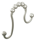 Brushed Nickel Shower Curtain Rings With Double Hooks For Bathroom Rods Smooth Glide Ball Bearing Rings No Snagging Universal Fit For Most Curtains And Rods 12 Pack