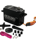 Heavy Duty 180 Kg Cm Digital Servo Motor 24V Brushless High Torque Waterproof Metal Gear 180 Degree Swing For Robotics RC Cars CNC And Automation Ideal For Industrial Robots And Hobby Projects black 82x48x30mm with mounts and horn