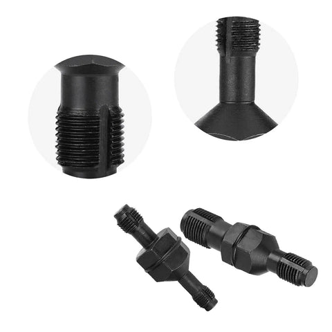 Dual Size Spark Plug Thread Chaser Tool For M10 1.0, M12 1.25, M14 1.5, M18 1.5 Threads With A 13 Sixteenth Inch Hex Head Black Steel Construction
