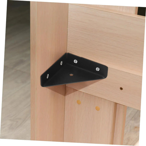 Built Tough 40 Pack Heavy Duty Corner Brackets Cold Rolled Steel Right Angle Triangle Shelf Supports installed on wood.
