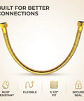 Heavy Hitter Gold Toilet Hose For Bathroom Fixtures With One Half Inch Angle Valve Connector Drip Free No Sweat Install Premium Stainless Steel Plumbing Supply 19 7 Inches Long, rust resistant, flexible design.