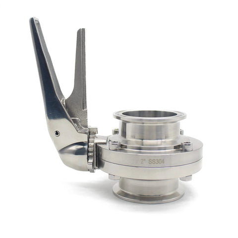 QiiMii sanitary stainless steel 304 tri-clamp butterfly valve with trigger handle; 2 in tube OD