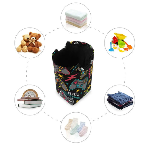 Heavy Duty Tough As Nails Laundry Hamper with Handle Foldable 52L Oxford Cloth Laundry Basket for Dorm Bedroom, gamepad design