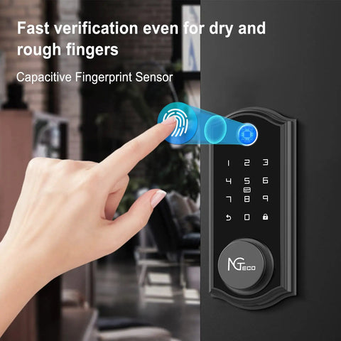 Smart Deadbolt With Bluetooth And Biometric Fingerprint Keypad For Fast No Keys Needed Entry, App Control For Home Or Apartment