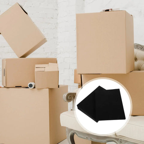 Polyurethane Foam Padding Pack Cut To Size Four Pieces Black Shockproof Protection For Packaging And Storage shown with boxes