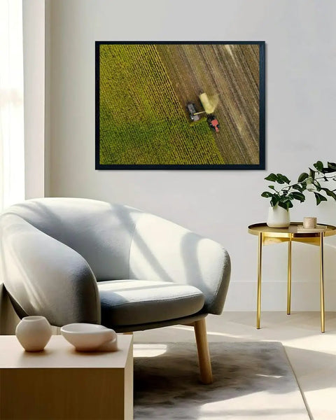 Golden Harvest Scene Canvas Wall Art 12x16 Black Framed Print Waterproof Anti Fading Farmhouse Vibe Rustic Charm in living room