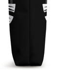 Side view of Dragon Boat Racing Tote Bag For Fans And Athletes, featuring bold boat crew artwork and black polyester canvas