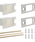 Set Of 2 Stainless Steel Door Lock Plates With Dust Boxes And Spacer, Latch Catch Plate, Standard Strike Plate Repair Kit components