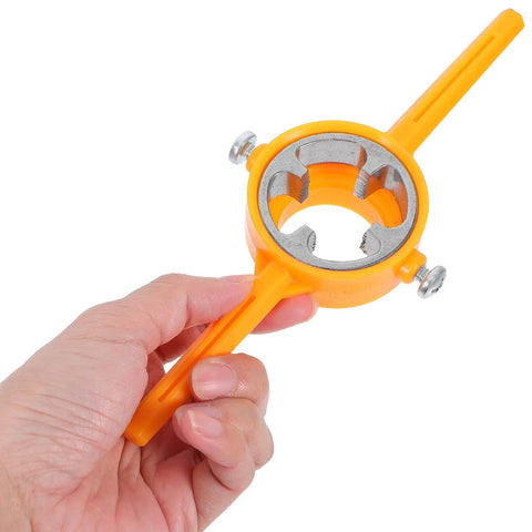 Ditch That Rusty Pipe Job! Get The Ultimate Two Piece Manual PVC Threader Set With Tap Die And Stainless Wrench. Heavy duty plastic tool in hand.